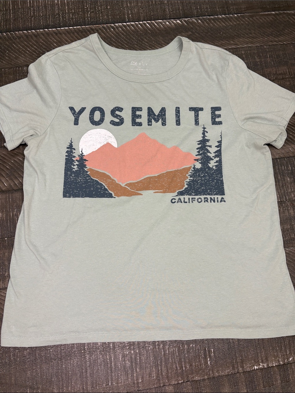 Zoe + Liv Sage Green Crewneck Graphic Tee